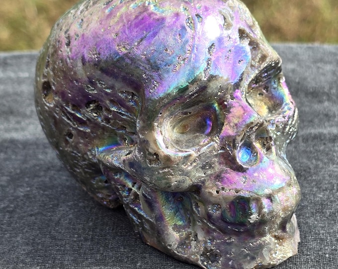 Aura Sphalerite Crystal Skull Carving