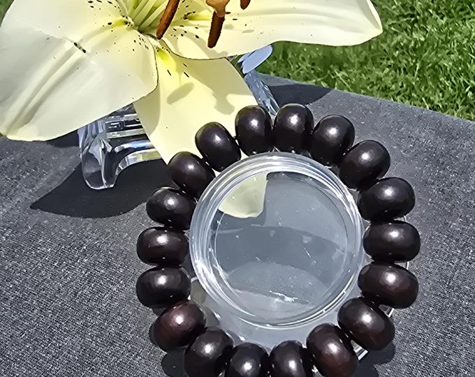 16mm Rondelle Black Sandalwood Wooden Tibetan Prayer Bead Bracelet