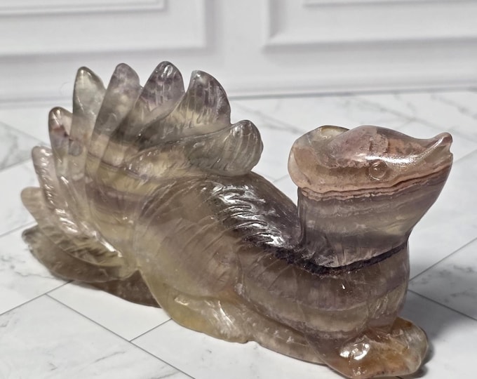 Fluorite Crystal Nine Tail Fox Carving