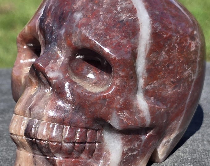 Maroon Ocean Jasper Crystal Skull