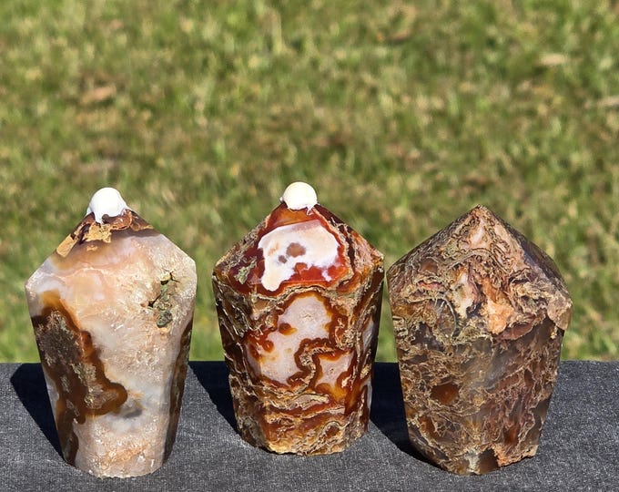 Red Moss Agate Crystal Cupcake Towers