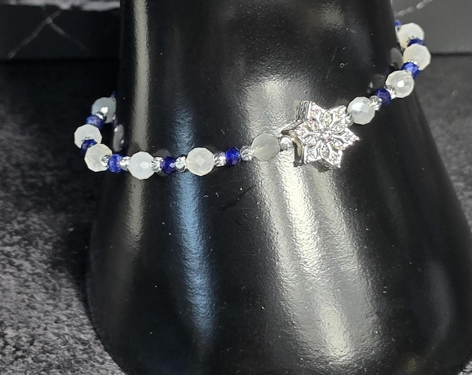 Moonstone & Sodalite Custom Crystal Bracelet ~ Frosted Elegance