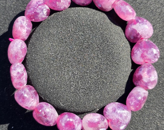 Purple Mica Heart Shaped Beaded Crystal Bracelet