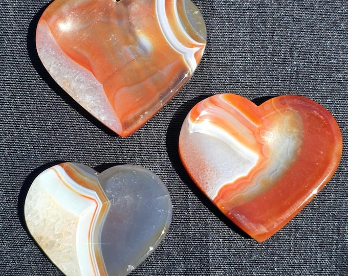 Red Carnelian & Sardonyx Agate Crystal Heart Bowls