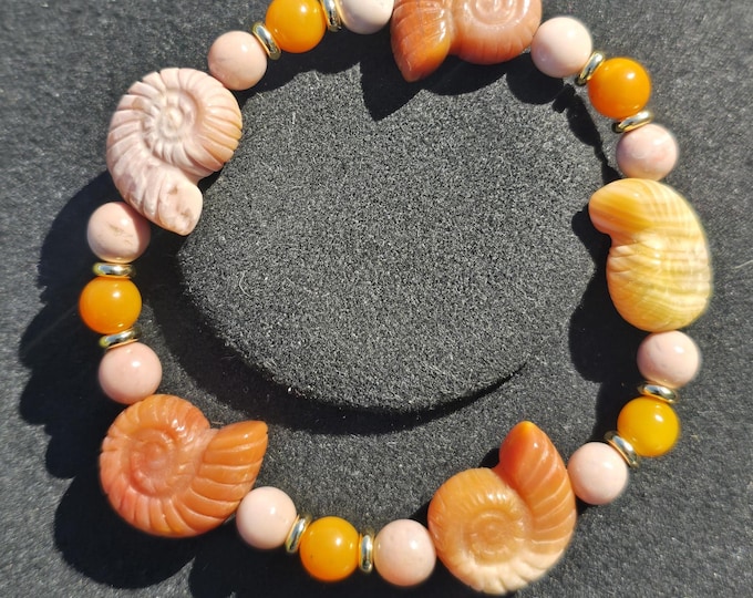 Mango Alashan Custom Crystal Beaded Bracelet ~ Nautilus Sunset