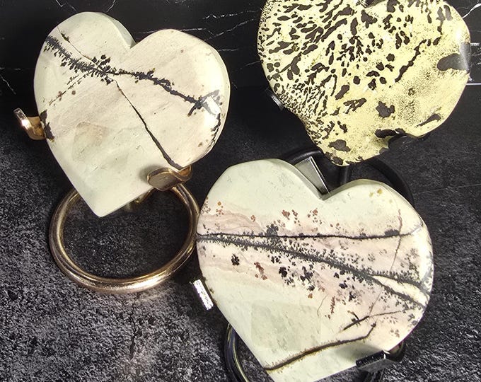 Picture Jasper Crystal Heart Carvings