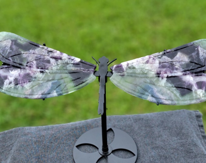 Feather Fluorite Crystal Dragonfly Wings