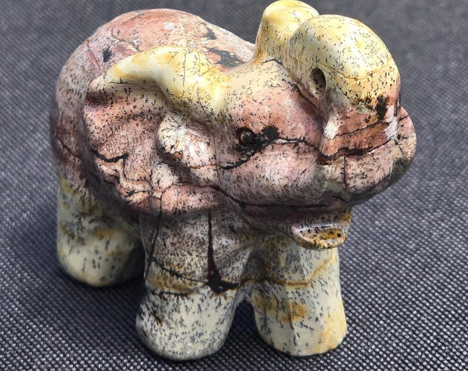 Picture Jasper Crystal Elephant Carving