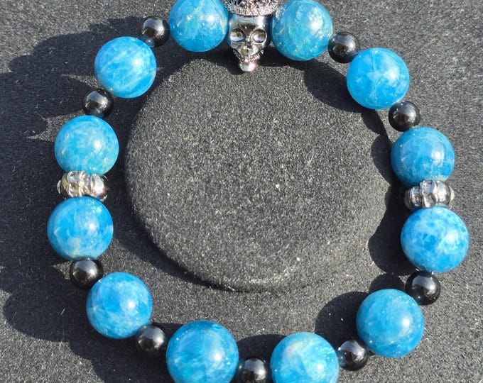 Amazonite & Obsidian Custom Crystal Beaded Bracelet ~ Long Live the King