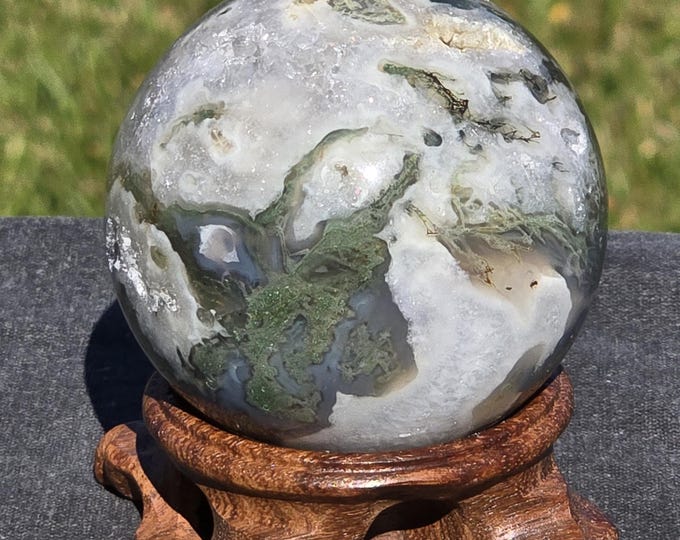 Moss Agate Crystal Sphere