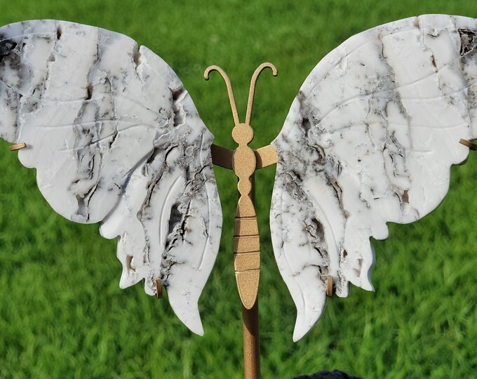 Snow White Agate Crystal Butterfly Wings