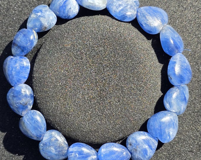 Blue Kyanite Heart Shaped Beaded Crystal Bracelets