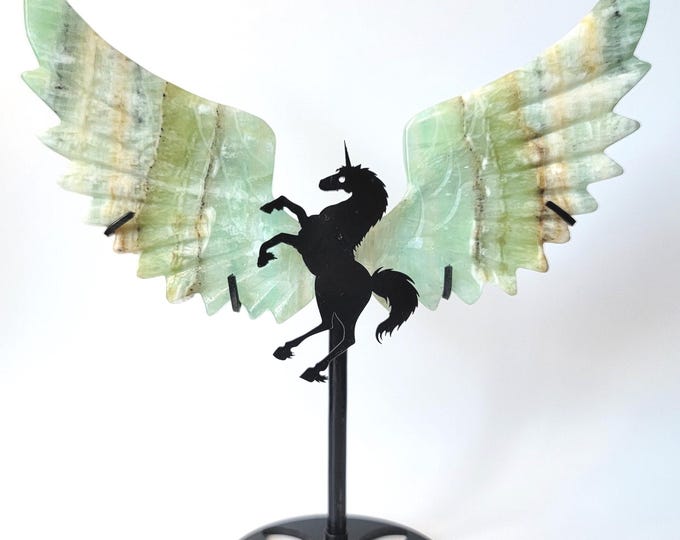Pistachio Calcite Crystal Unicorn Pegasus Wings