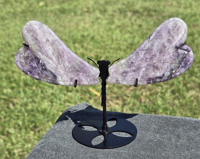 Purple Silk Fluorite Crystal Dragonfly Wings