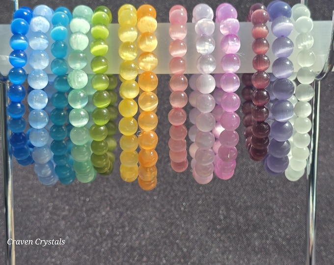 Color Enhanced Satin Spar Crystal Beaded Bracelets