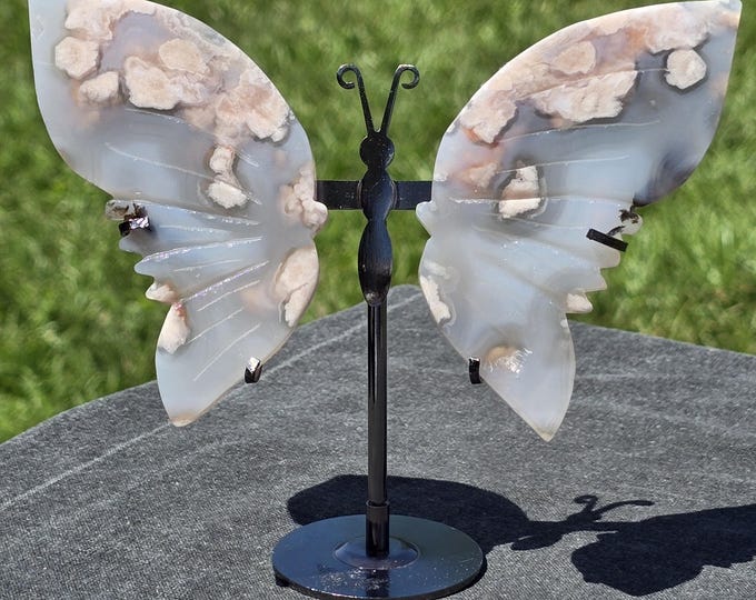 Flower Agate Crystal Butterfly Wings