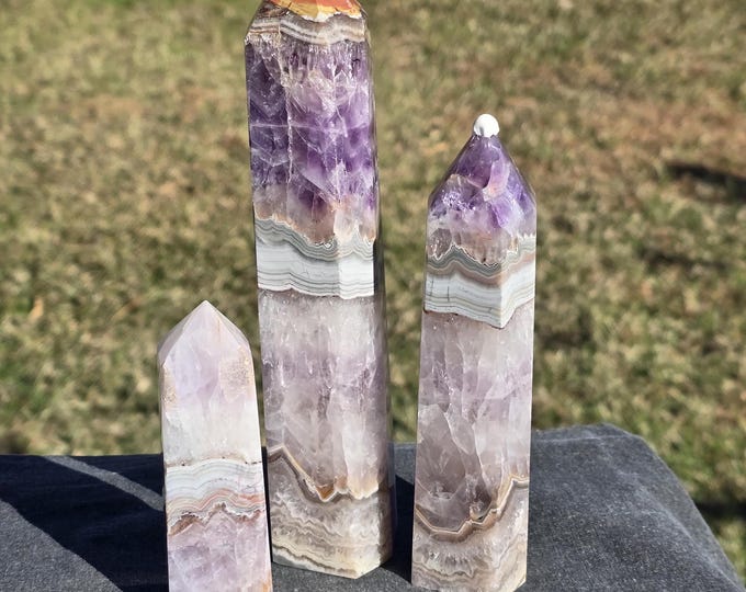 Amethyst Crazy Lace Agate Crystal Tower