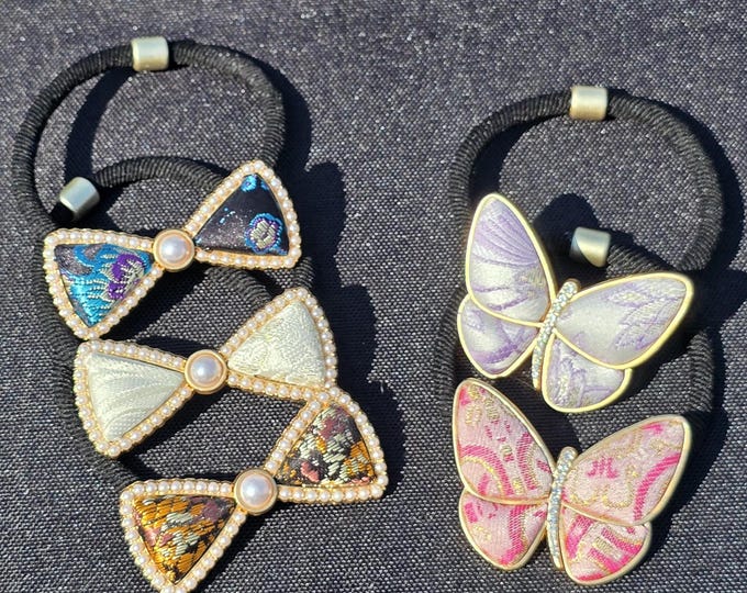 Song Brocade Butterfly and Bow Elastic Hair Ties
