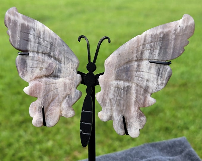 Flashy Moonstone & Sunstone Crystal Butterfly Wings