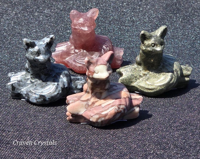 Small Fox on a Log Crystal Carvings
