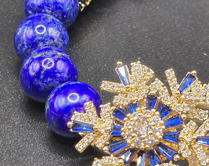Midnight Snow ~ Lapis Lazuli Snowflake Crystal Bracelet