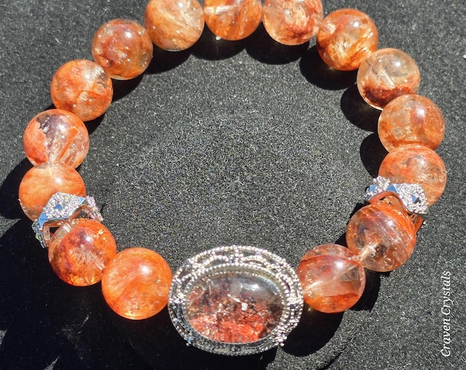 Red Phantom Quartz Custom Crystal Beaded Bracelet ~ Crimson Forest