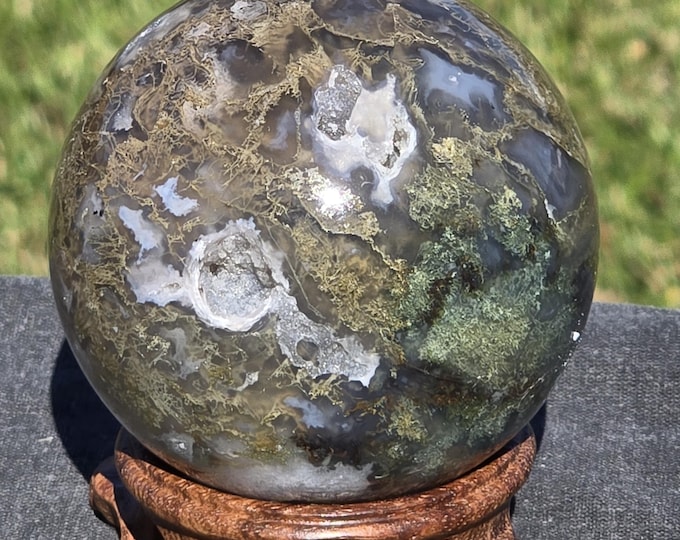 Moss Agate Crystal Sphere