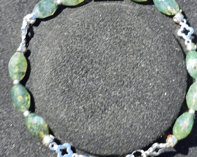 Moss Agate Custom Crystal Bracelet ~ Certified Lucky
