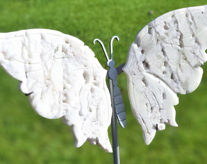 Snow White Agate Crystal Butterfly Wings