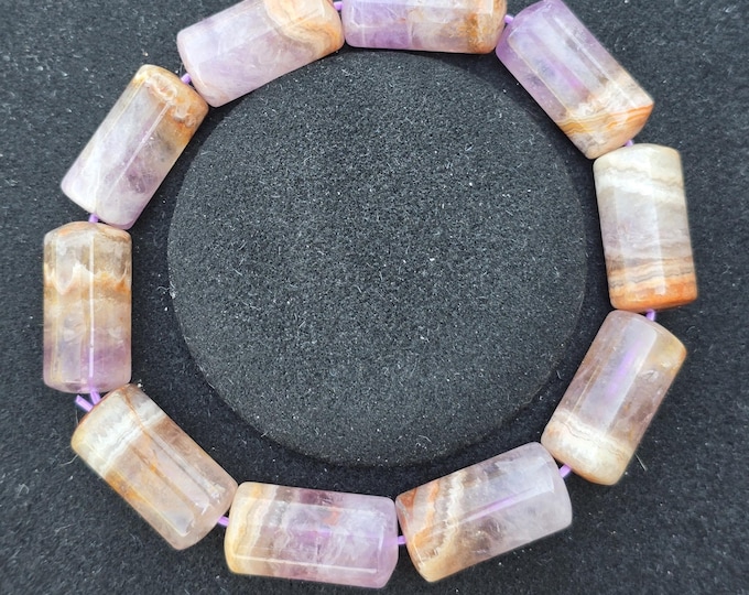 Amethyst Crazy Lace Crystal Barrel Beaded Bracelet