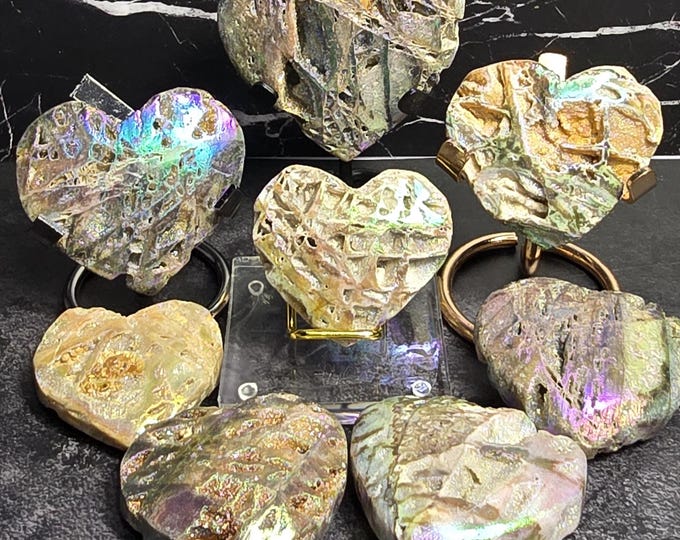 Aura Sphalerite Crystal Heart Carvings