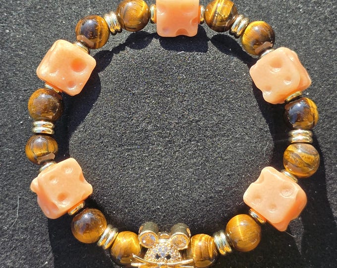Cheese & Mouse Custom Crystal Beaded Bracelets