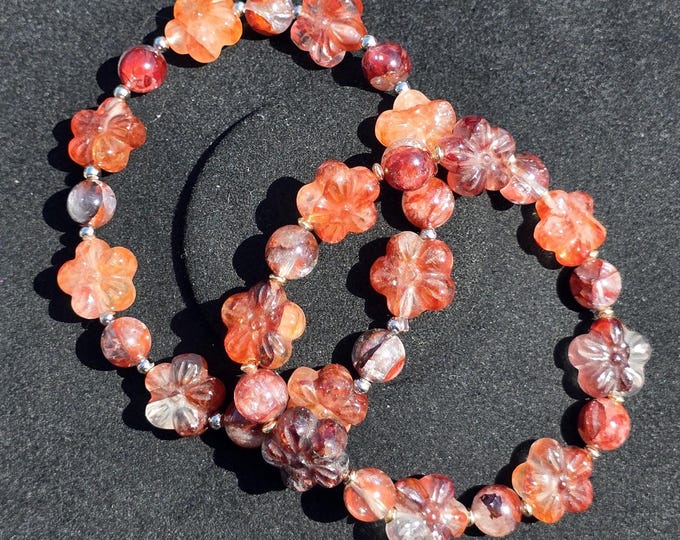 Fire Quartz Plumeria Flower Crystal Custom Bracelets
