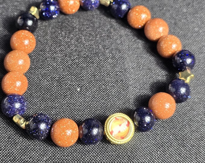 Gold & Blue Sandstone Pisces Custom Crystal Bracelet ~ Pisces Whisper