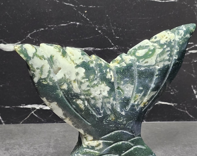 Moss Agate Crystal Mermaid Tail