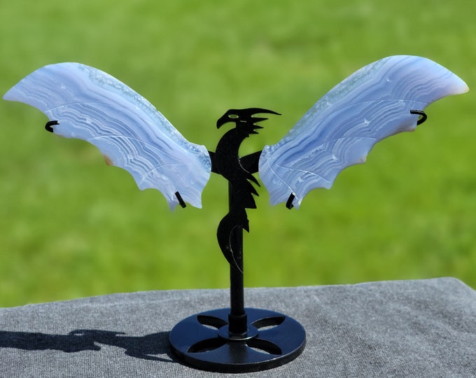 Blue Lace Agate Crystal Dragon Wings