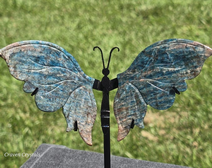 Deep Blue Apatite Crystal Butterfly Wings