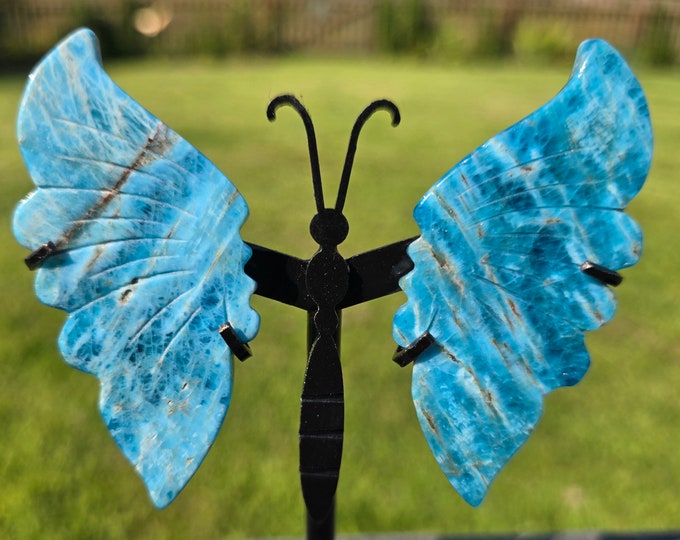 Blue Apatite Crystal Butterfly Wings