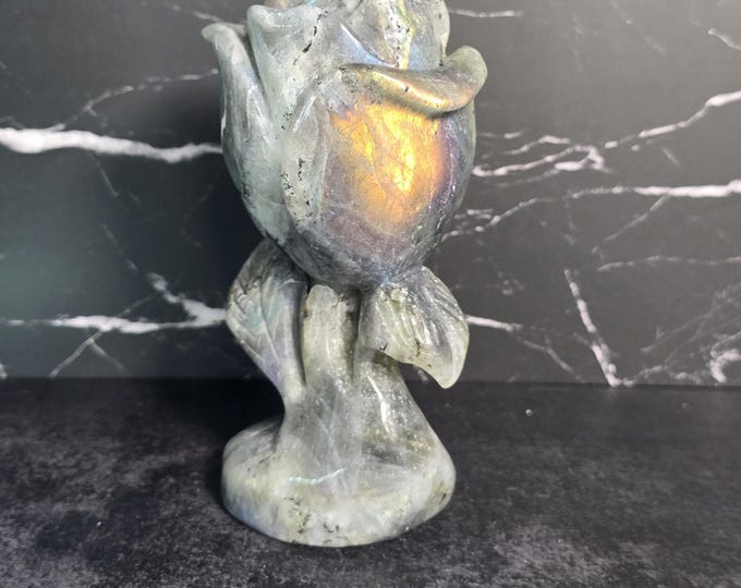 Labradorite Crystal Rose Carving