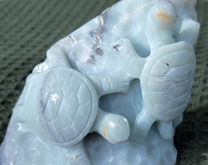 Caribbean Calcite with Pyrite Crystal Turtle Carvings