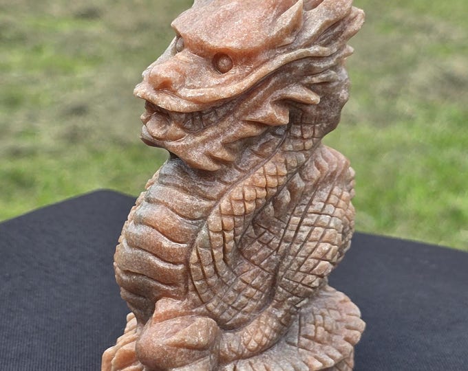 Orchid Calcite Crystal Dragon Carving