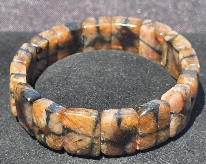 Chiastolite Crystal Soft Bangle Bracelet