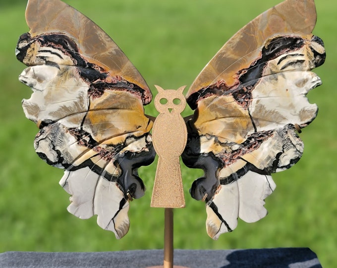 Volcano Agate Crystal Owl Wings