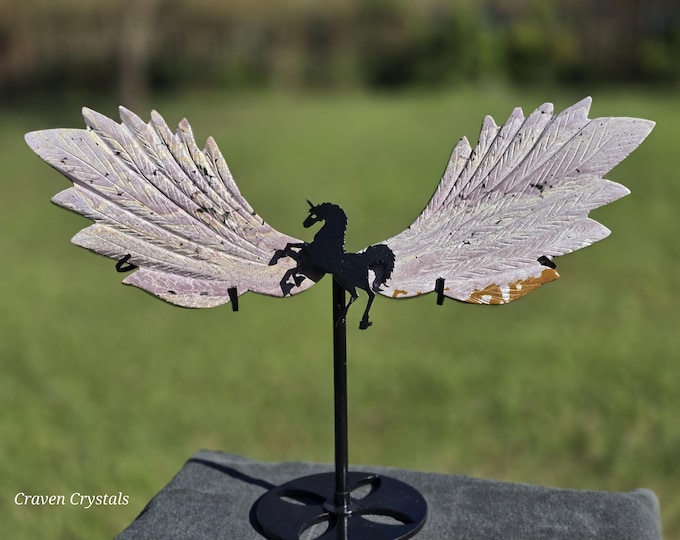 Pink 8th Vein Ocean Jasper Crystal Unicorn Pegasus Wings