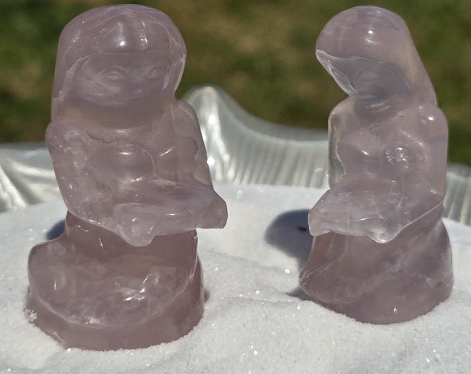Rose Quartz Crystal Mermaid Carvings