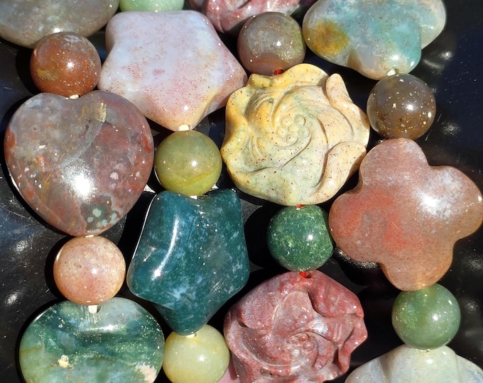 Indian Agate Crystal Beaded Bracelets