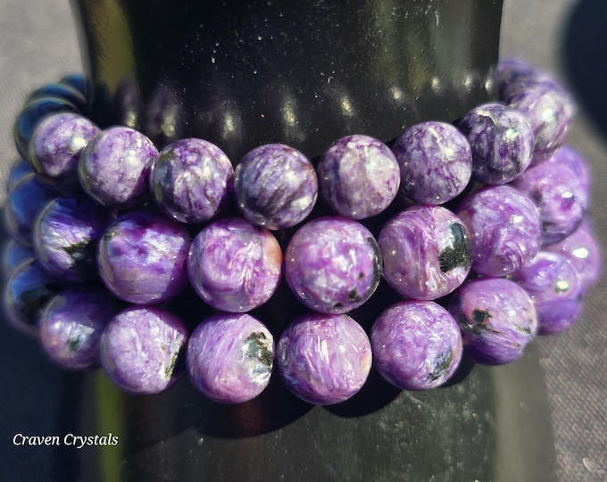 Charoite Crystal Beaded Bracelets 8mm-10mm