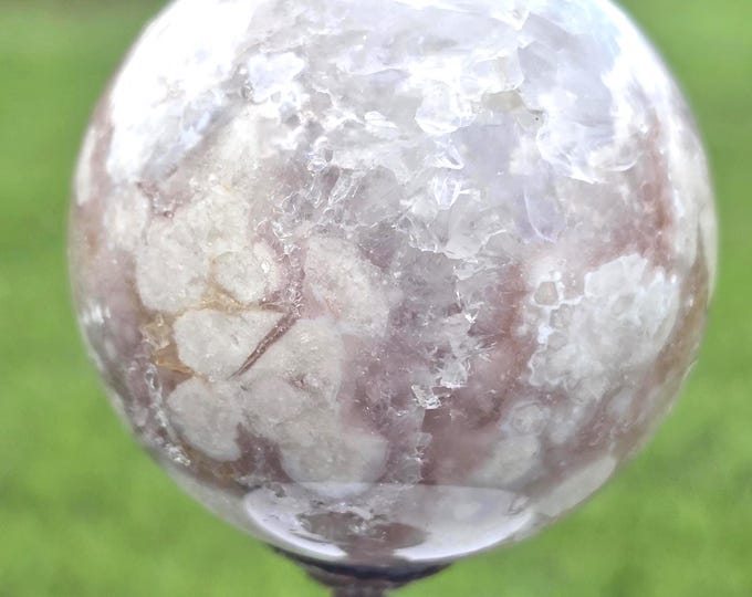 Pink Amethyst Flower Agate Crystal Sphere