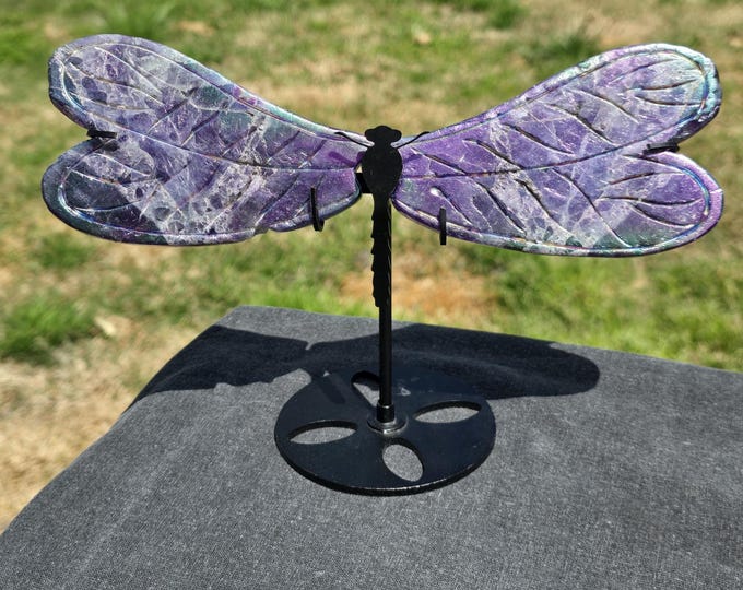 Lavender Amethyst Aura Crystal Dragonfly Wings