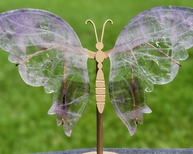 Clear Quartz with Amethyst Crystal Butterfly Wings